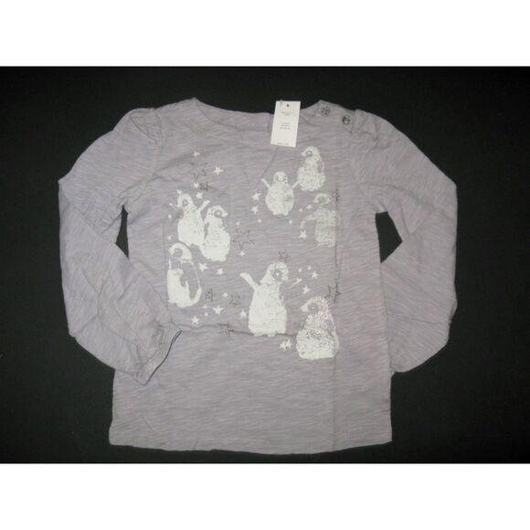 NWT Baby Gap kids grey long sleeve penguin star slub knit top shirt tee 3 4 5 - Picture 1 of 1